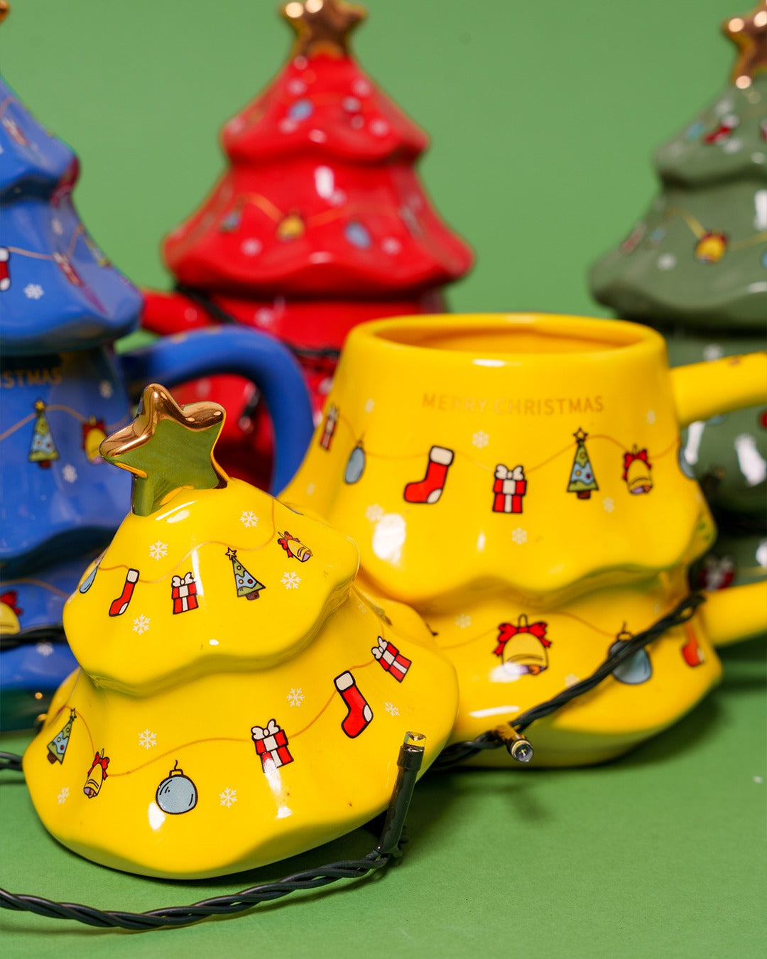 Christams tree mug with cover the same