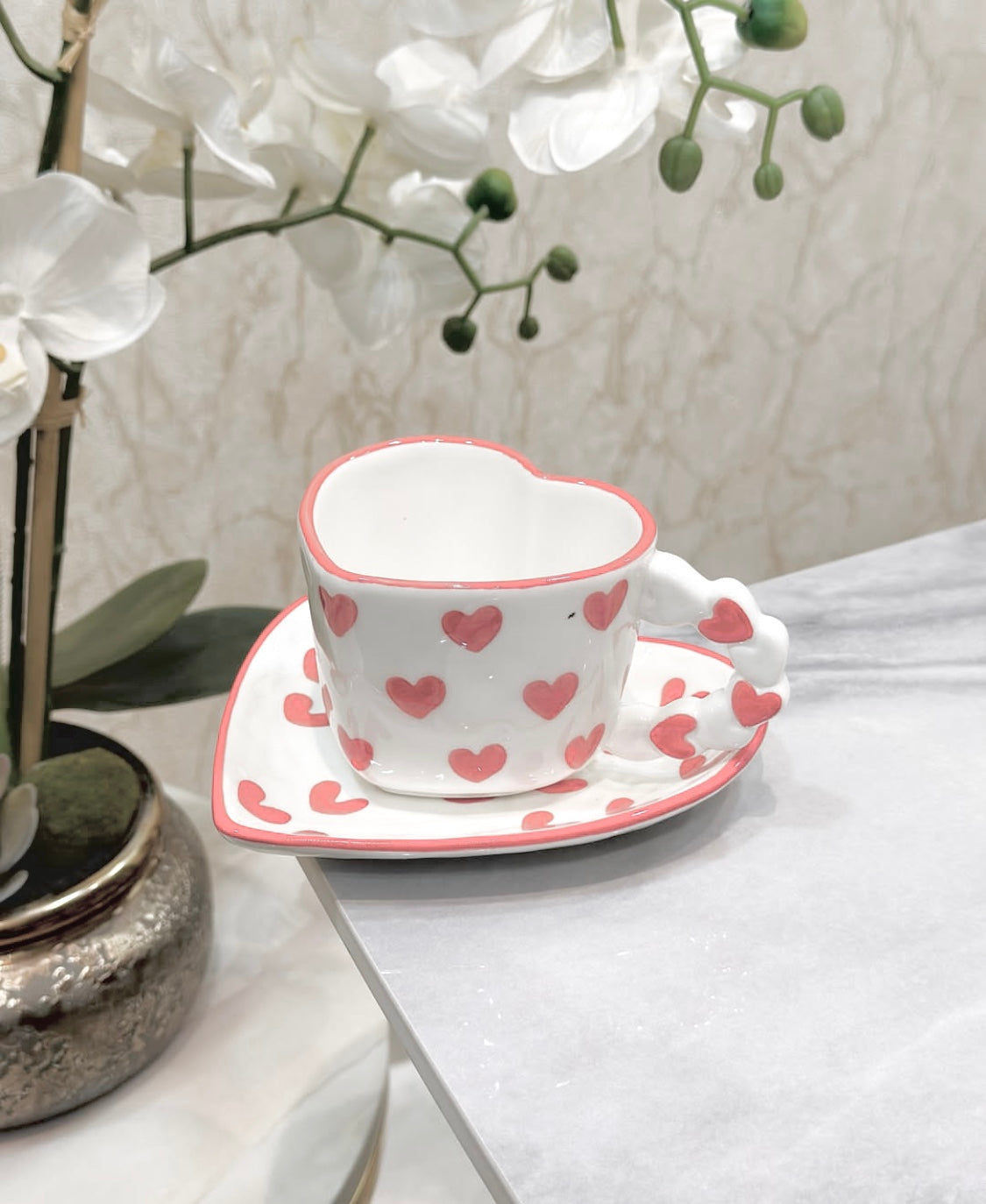 Heart shape Mug with Saucer hearts - 250 ml