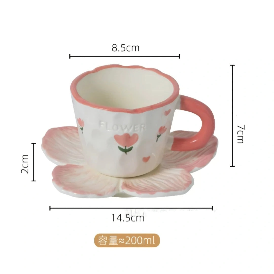 Tulip flower with flower shape saucer