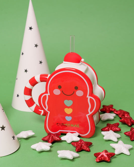 Ginger Bread Mug with Straw