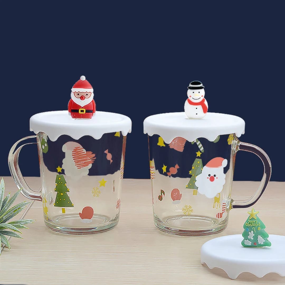 Transparent mugs with Snow shape cover