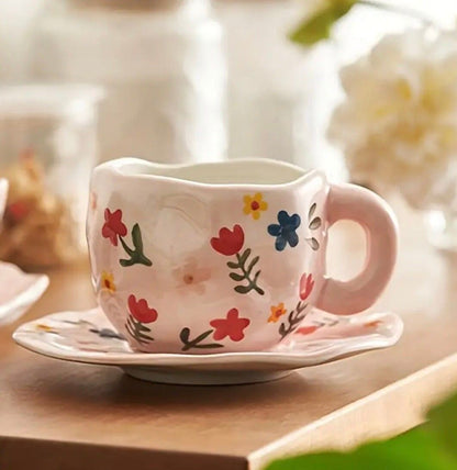 Mug with Saucer flowers - 300 ml