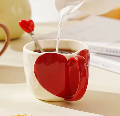 Mug ceramic heart with spoon