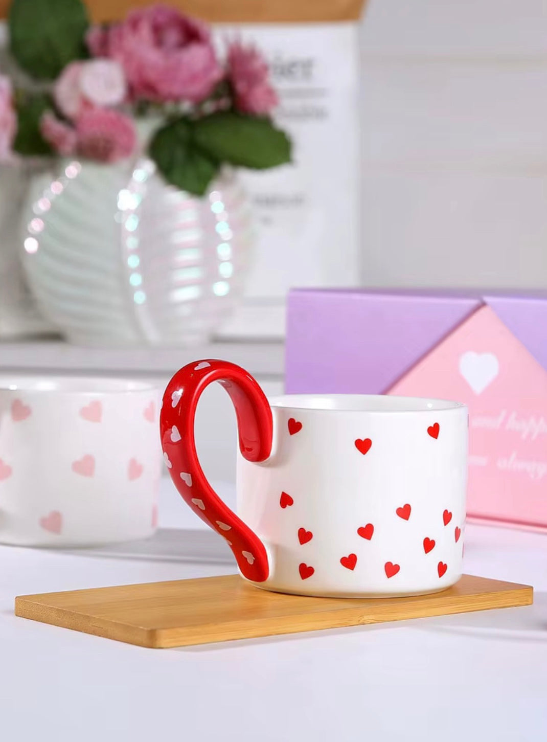 Mug hearts big tall handle - 250 ml