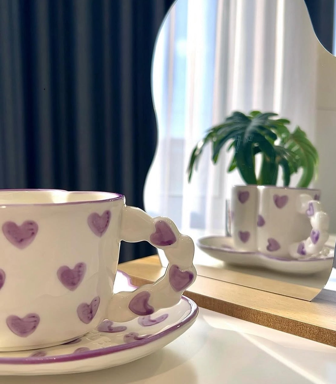 Heart shape Mug with Saucer hearts - 250 ml
