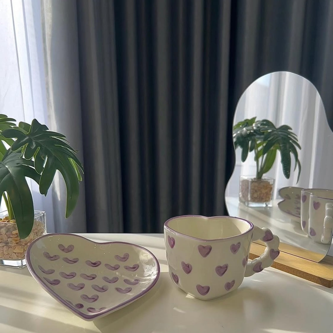 Heart shape Mug with Saucer hearts - 250 ml