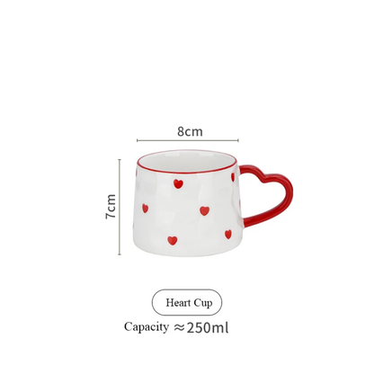 Red hearts mug with red heart handle