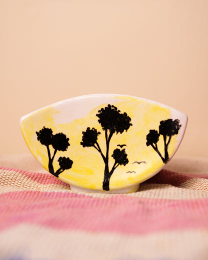Square ceramic hand painted small 14*10cm