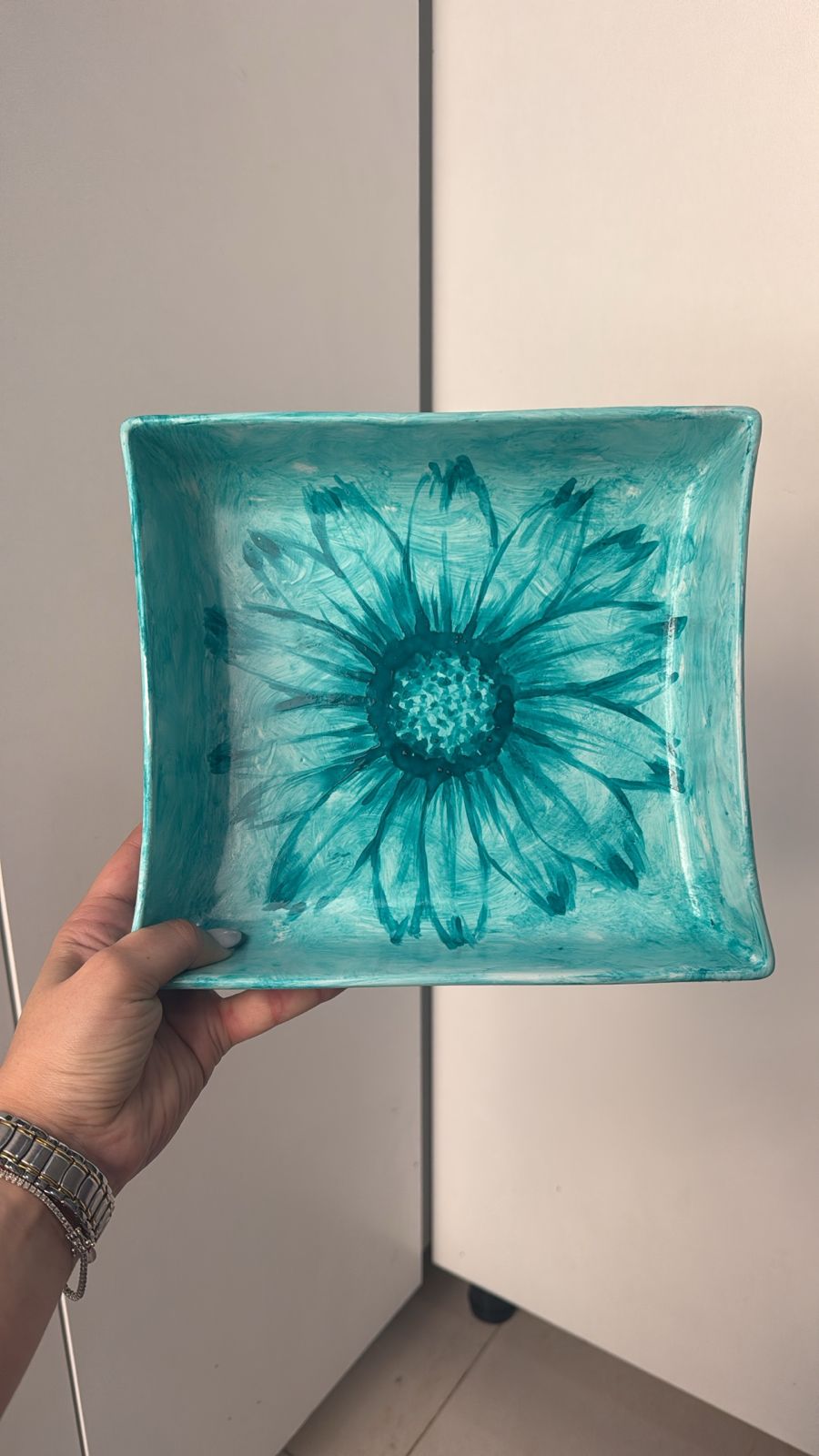 Square ceramic hand painted big 22*25cm