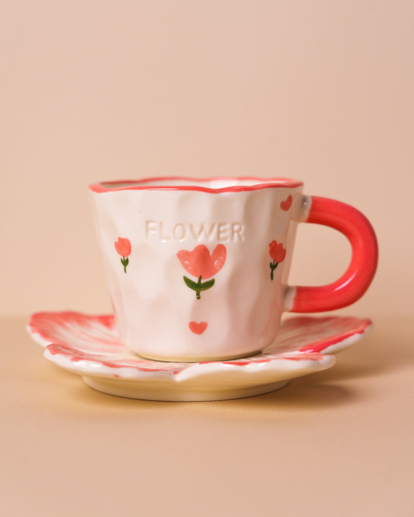 Tulip flower with flower shape saucer