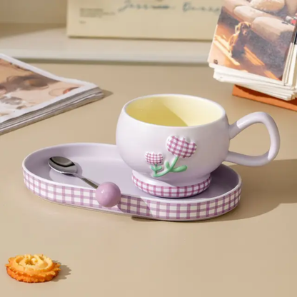 Oval Saucer Mug Set with Spoon