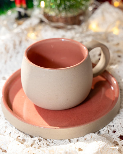 Sand coffee mug with saucer