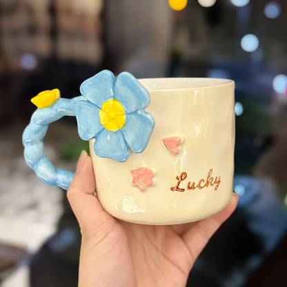 Ceramic mug with big flower