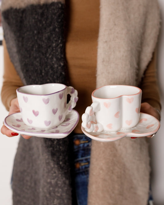 Heart shape Mug with Saucer hearts - 250 ml