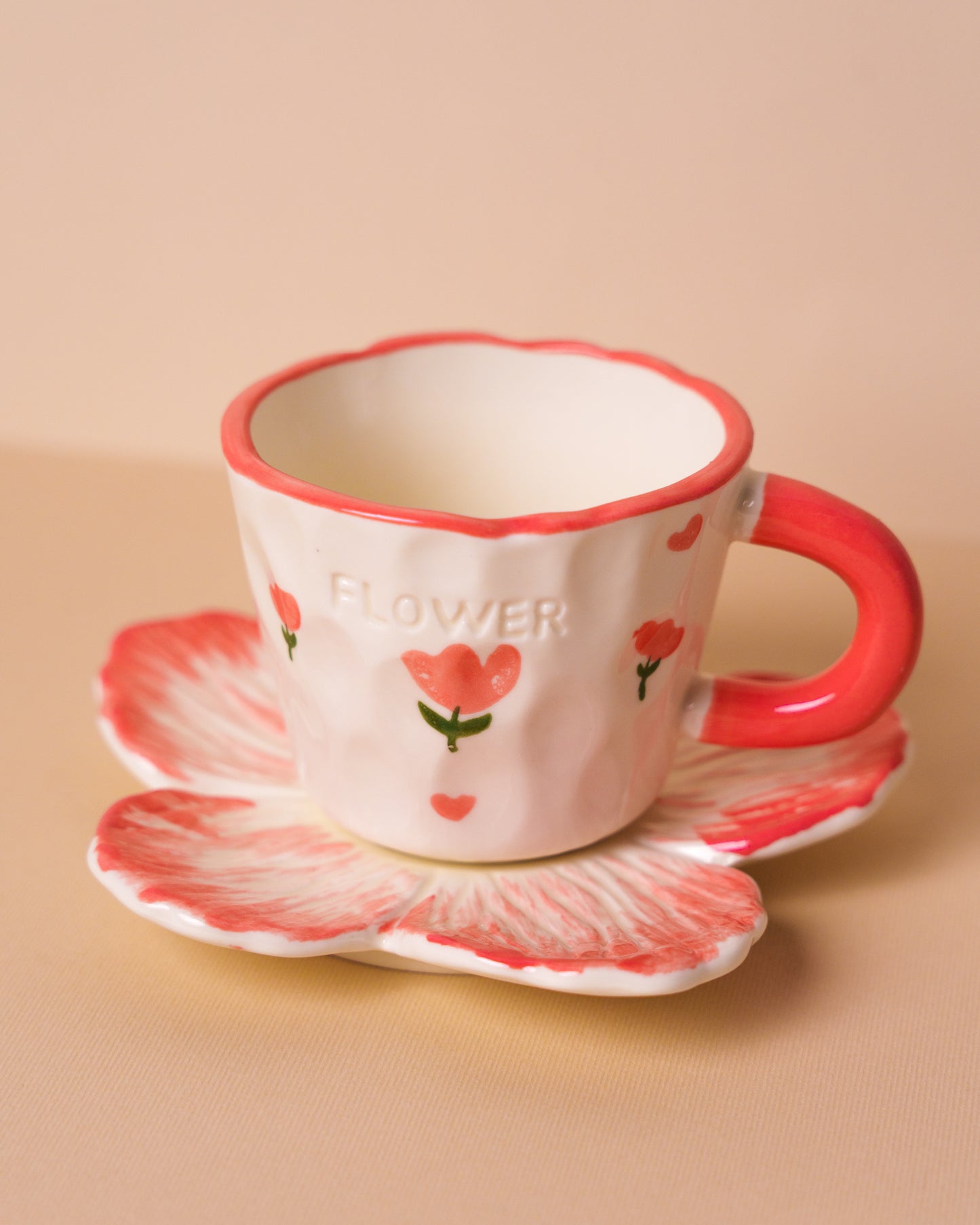 Tulip flower with flower shape saucer