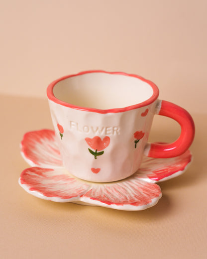 Tulip flower with flower shape saucer