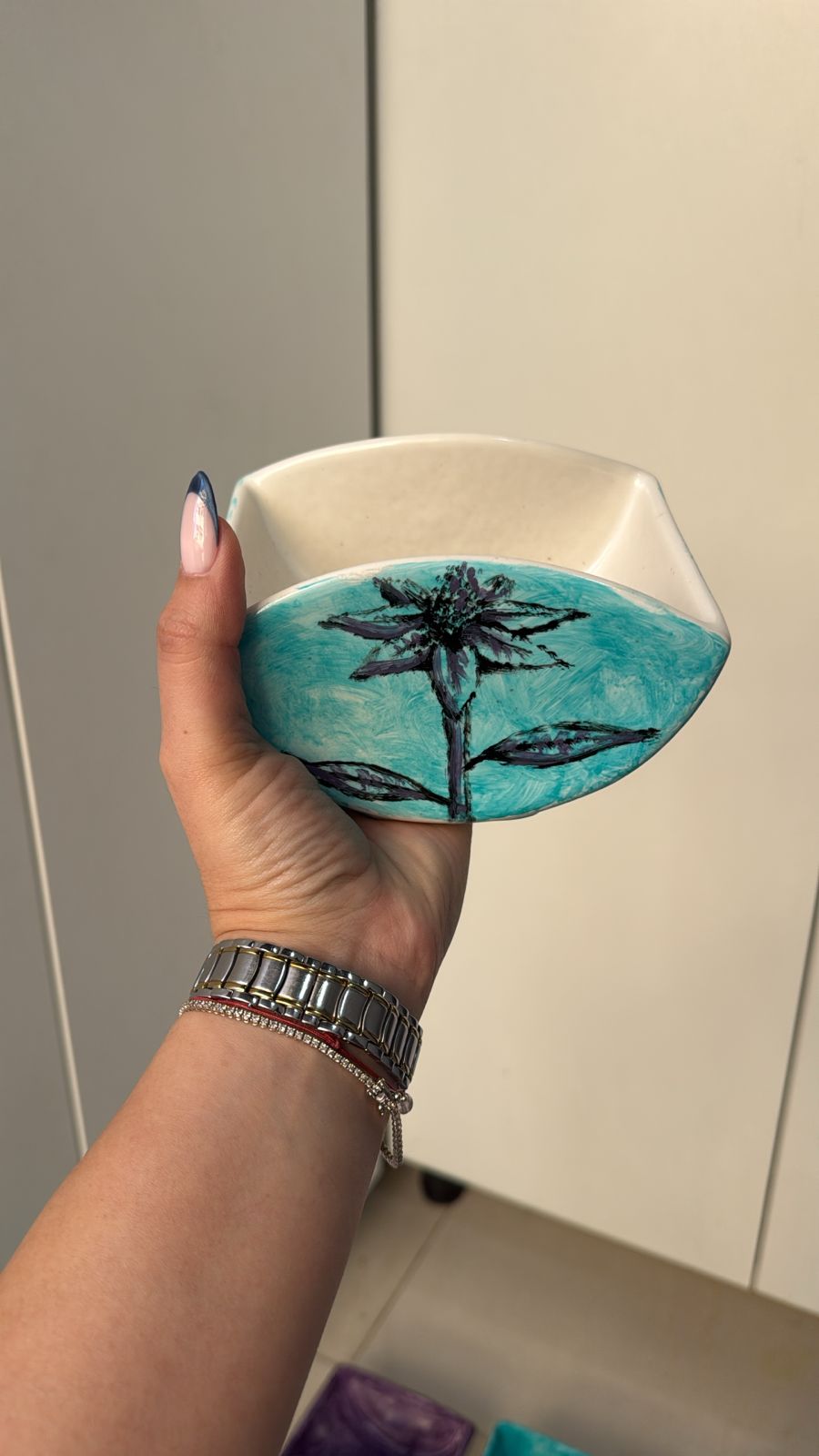 Square ceramic hand painted small 14*10cm
