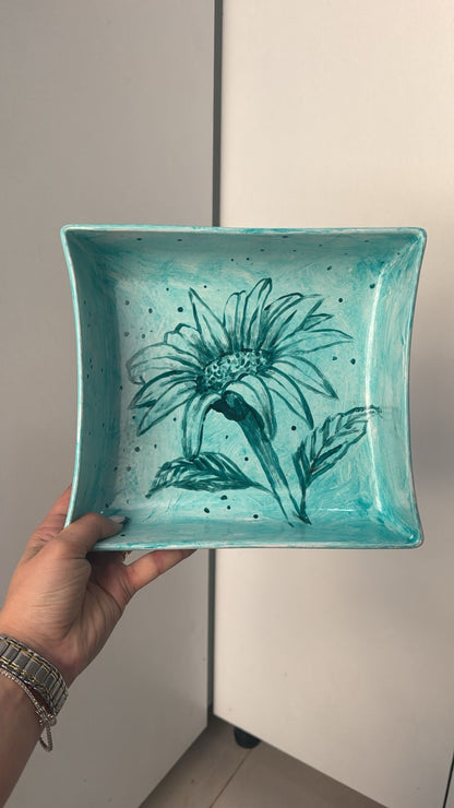 Square ceramic hand painted big 22*25cm