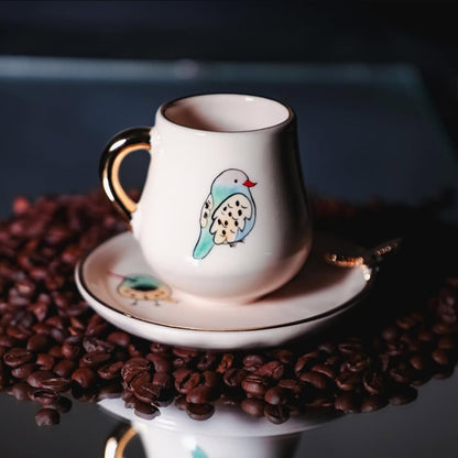 Golden bird - diff birds with saucer