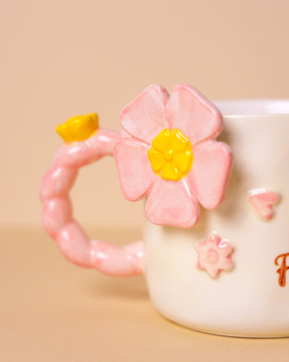 Ceramic mug with big flower