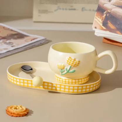 Oval Saucer Mug Set with Spoon