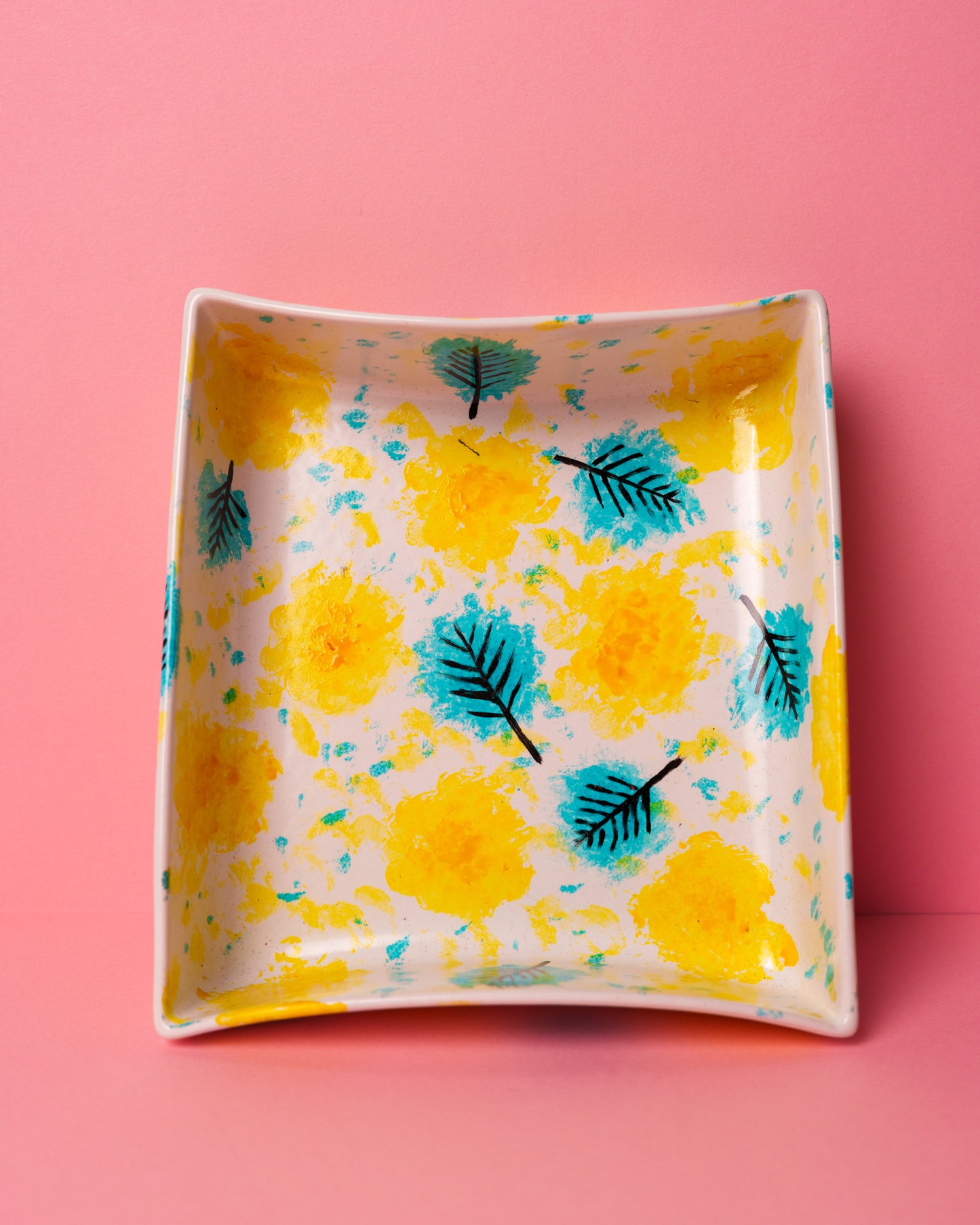 Square ceramic hand painted big 22*25cm